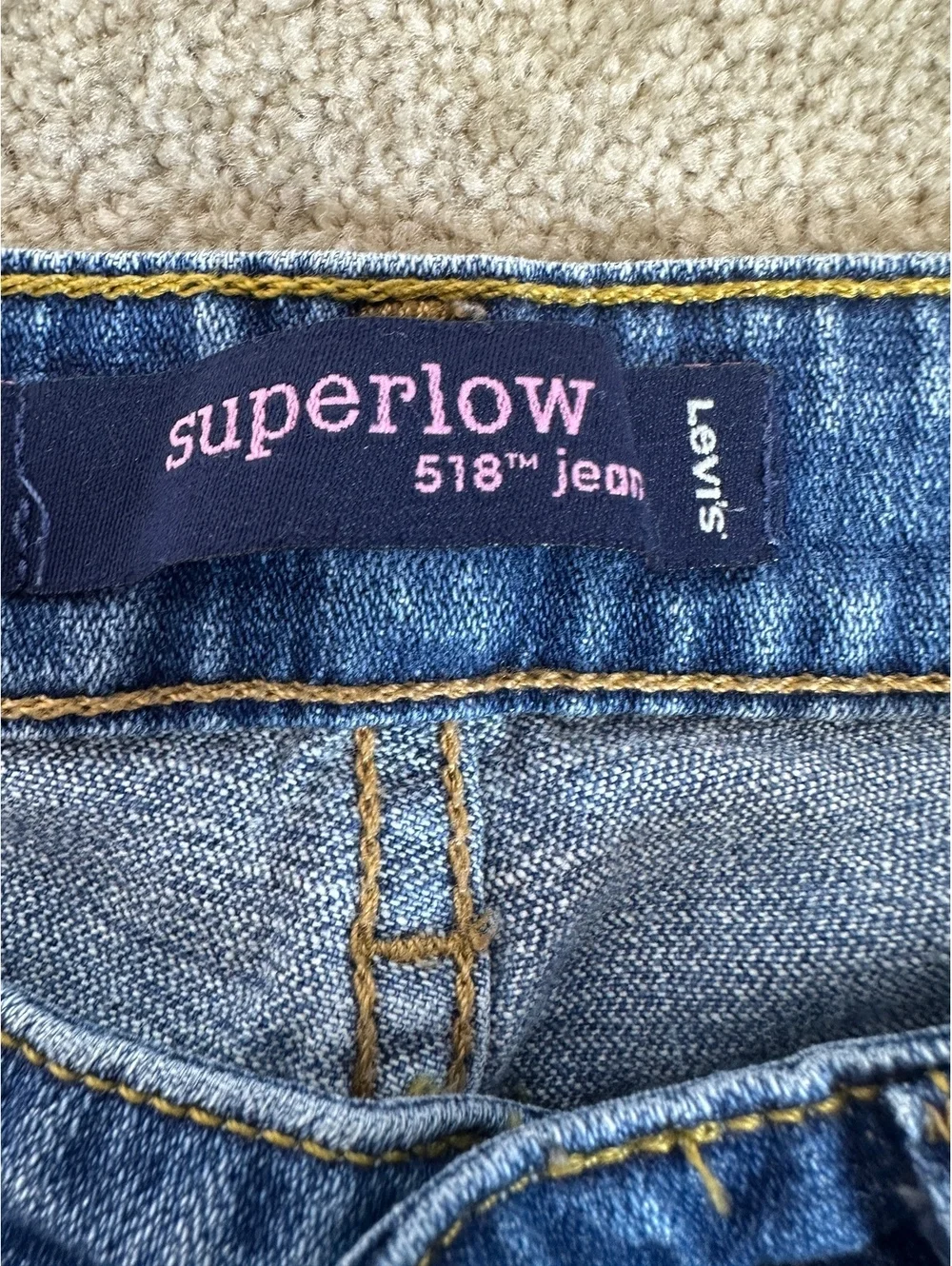 Women’s Sz 1M Levi’s Superlow 518 Jeans Bootcut Stretch Distressed Y2K